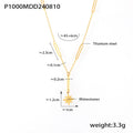Gold Star Pendant Necklace With Bar Links And Rhinestone view 6