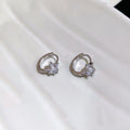 Silver Tone Crystal Star Huggie Hoop Earrings Fashion Jewelry view 6
