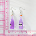 Resin Wine Bottle Drop Earrings Silver Hooks Six Colors view 2