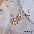 Gold Flower Cubic Zirconia Drop Earrings Marquise Petals view 5