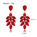 Aqua Green Leaf Tassel Crystal Five Designs Metal Dangle Earrings view 5