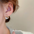 Gold Tone Crystal Open Circle Stud Earrings Jewelry view 3