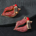 Rhinestone Lips Lipstick Charm Pendant Alloy Two Colors view 2