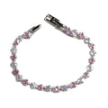 Pink Clear Square Crystal Tennis Bracelet Gold Silver view 5