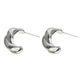 Silver Tone Sculpted Twist Chunky Hoop Stud Earrings For Women view 5