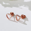 Open Heart Outline Stud Earrings Silver Gold Rose Metal view 7