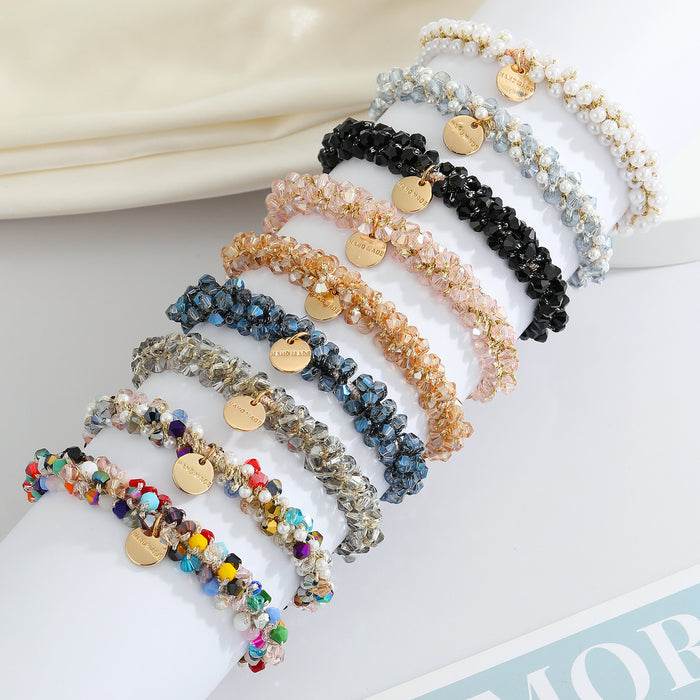 Crystal and Faux Pearl Spiral Hair Ties in Twelve Colorways