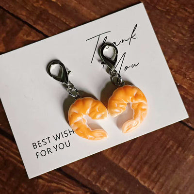 Main product view of orange Shrimp Figure Charm with Silver Tone Lobster Clasp