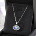 Gold and Silver Tone Crystal Geometric Eye Pendant Necklaces view 7