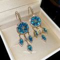 Crystal Disc Chandelier Hook Earrings In Four Colors view 4