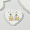 Transparent Beaded Teddy Bear Drop Earrings in Five Color Options view 7