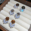 Crystal Flower Drop Earrings In Three Top Stone Colors view 3