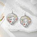 Silver Tone Abstract Face Pressed Flower Drop Earrings in Four Designs view 2