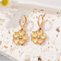 Gold Tone Iridescent Crystal Flower Huggie Drop Earrings in Six Colors view 8