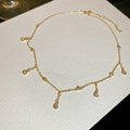 Gold Tone Layered Station Necklace with Teardrop Charms view 7