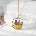 Round Dried Flower Resin Pendant Necklaces Gold Chain 9 Colors view 6