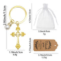Gold Tone Ornate Cross and Pearl Keychain and Attached Hardware view 2