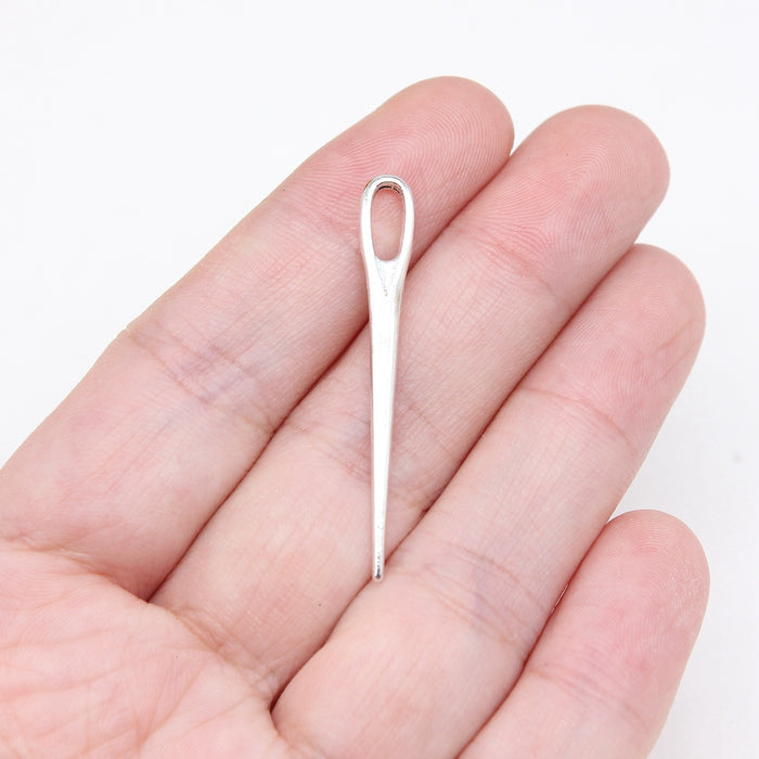 Long Safety Pin Charms in Detailed Metal Finishes for Jewelry Making