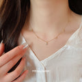 Gold Tone Layered Station Necklace with Teardrop Charms view 4