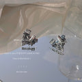 Antique Silver Irregular Stamp Heart Stud Earrings view 3