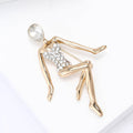Crystal Dancer Figure Brooch Decorative Metal Pin For Jackets And Lapels view 4