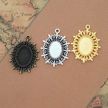 Small Oval Vine Filigree Pendant Trays in Three Finishes