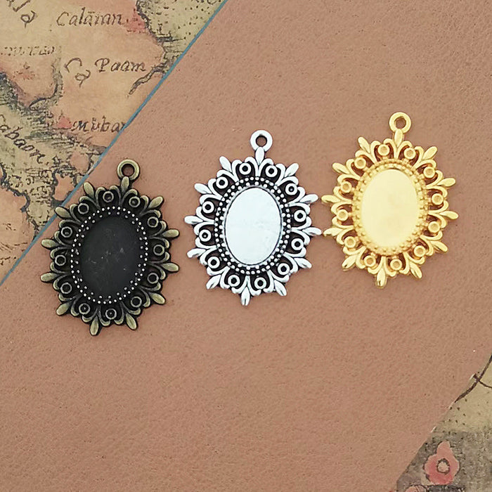 Small Oval Vine Filigree Pendant Trays in Three Finishes