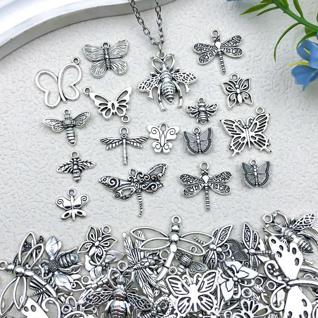 Antique Zinc Alloy Butterfly Bee charm pendants for DIY earrings necklaces bracelets and keychains