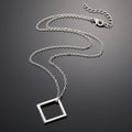 Silver and Black Tone Open Triangle and Square Pendant Necklaces view 3