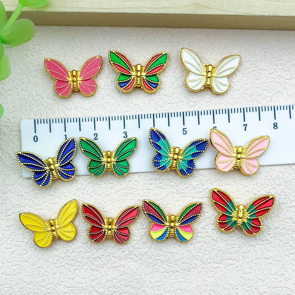 Enamel Zinc Alloy Butterfly Double Sided Enamel Charm Pendants
