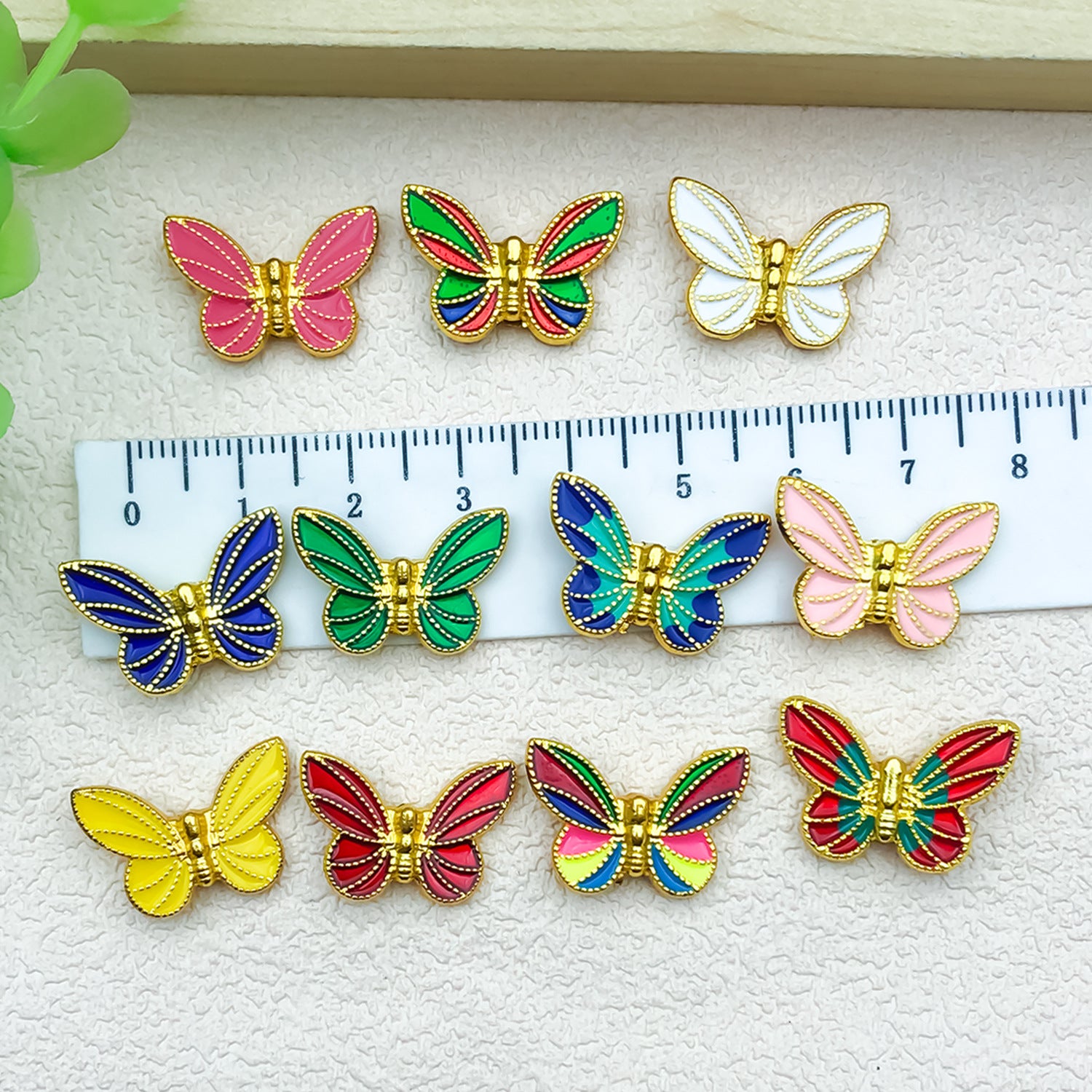 Enamel Zinc Alloy Butterfly Double Sided Enamel Charm Pendants