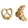 Pretzel And Croissant Asymmetric Stud Earrings In Gold And Silver view 5