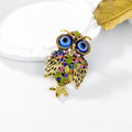Yellow Gold Tone Owl Crystal Metal Brooch Pin for Jackets and Lapels view 5