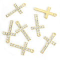 Crystal-Accented Gold Silver Cross Alloy Charms in 2 Styles view 5