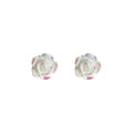 Mini Iridescent White Rose Flower Stud Earrings Pair view 5