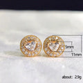 Round Crystal Halo Stud Earrings in Three Metal Tones view 5
