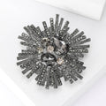 Radiating Crystal Burst Brooch in Black or Antique Gold Tone view 2