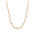 Irregular Imitation Pearl Gold Tube Station Necklace view 5