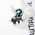 Aqua Gold Tone Elephant Crystal Metal Brooch Pin for Jackets and Lapels view 5