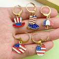 Red White Blue Enamel Charm Huggie Earrings, 28 Styles view 2