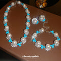 Silver Pearl Turquoise Teardrop Rhinestone Studs Bracelet Necklace view 3