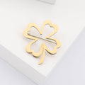 Flat Four Leaf Clover Brooch in Gold or Silver Tone view 7