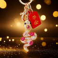 Jeweled Gem Snake Keychains with Nine Color and Blessing Combinations view 2
