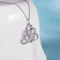 Silver Openwork Celtic Heart Knot Pendant Necklace view 4