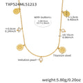 Titanium Steel Sun Disc Coin Necklace Anklet Pearl Natural Stone view 8