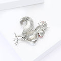 Enamel Rooster Brooch with Faux Pearl in Green or Red view 4