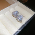 Silver Tone Pavé Teardrop Stud Earrings With Polished Metal Details view 2