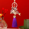 Crystal Bow Dolphin Keychains with Tassel and Strap Options view 3