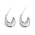 Silver Thick Teardrop Crescent Stud Earrings Matching Pair Style view 5