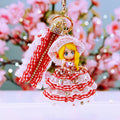 Jeweled Bonnet Plaid Dress Doll Keychains in Seven Colors plus Assorted view 4
